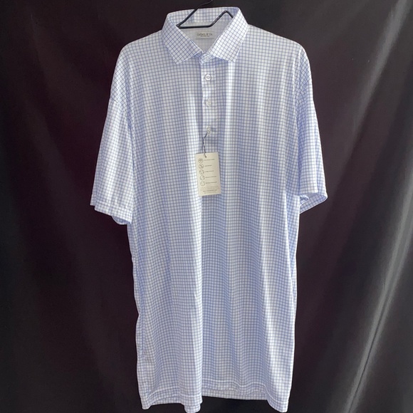 NWT COLLARS & CO MENS SIZE 2XLTALL Light Blue Grid POLO Shirt - Picture 12 of 12